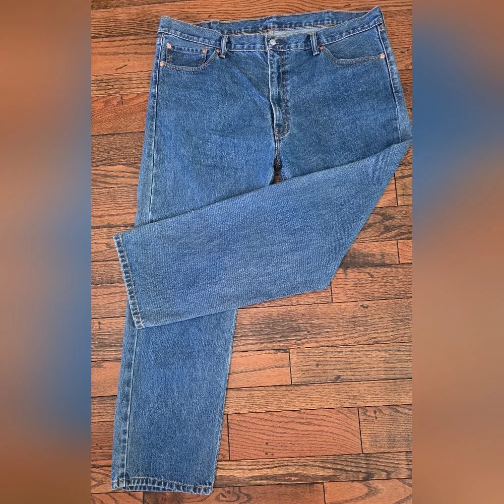 Levis 505 Medium Wash Mens 44x32 Regular Fit Straight Leg Jeans‎ Classic Denim